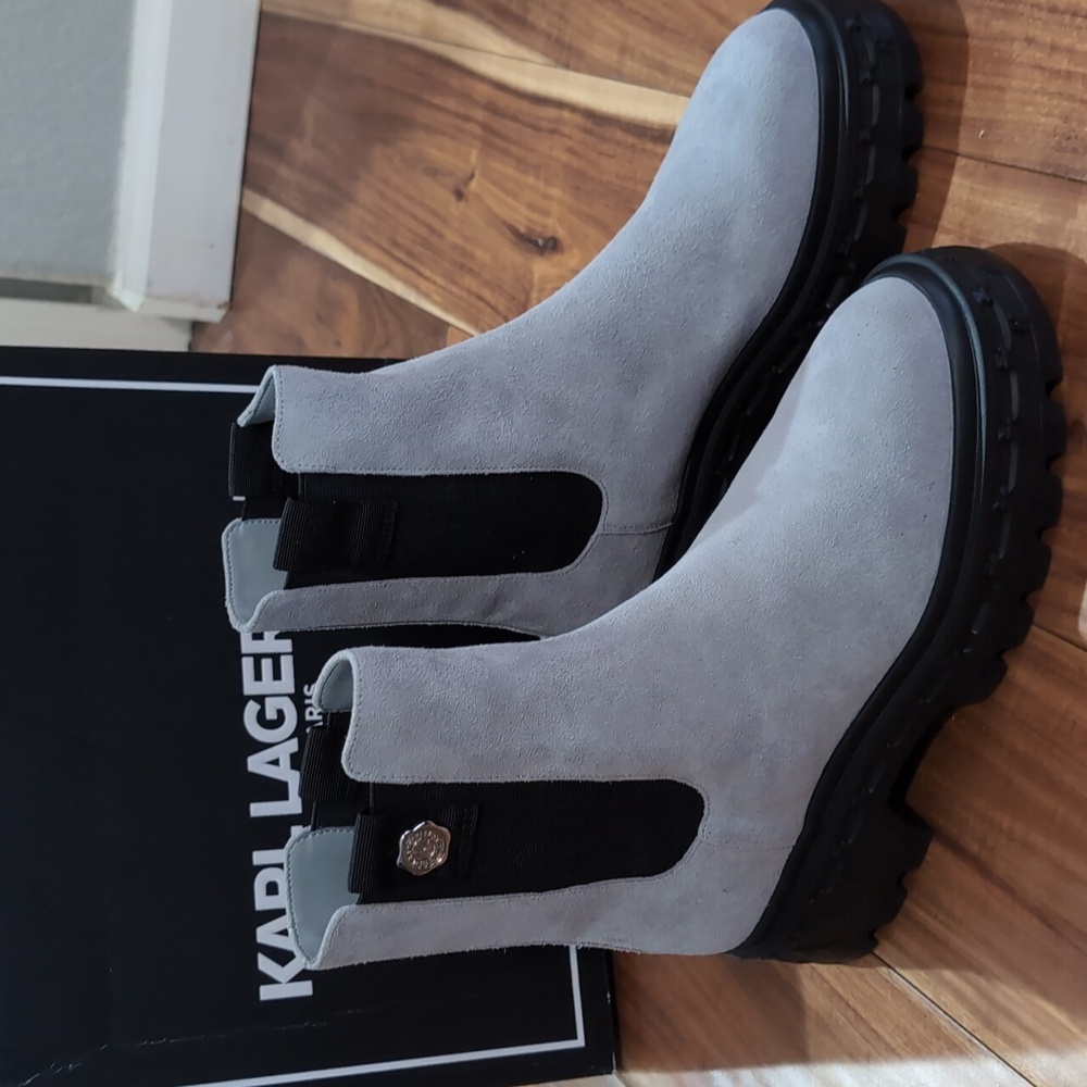 Karl Lagerfeld Gray Ankle Boots